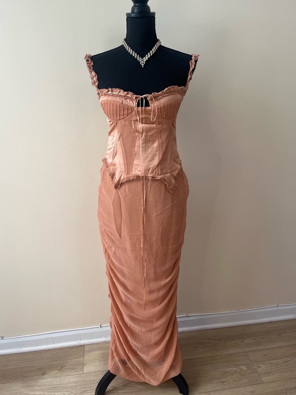 ASOS Dusty Rose Corset Maxi Dress